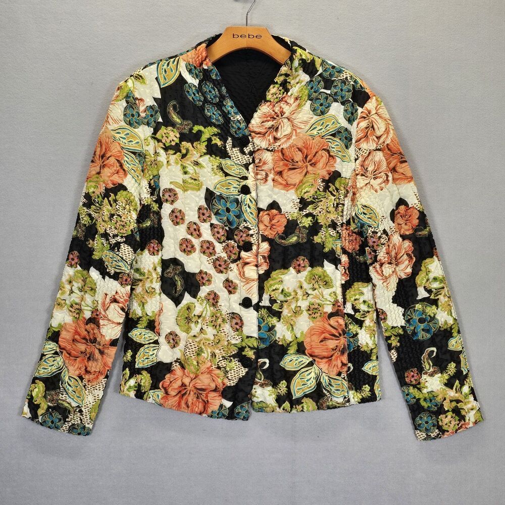 UBU Crepe Crinkle Reversible-Gem Women Jacket Button Up  Size Medium